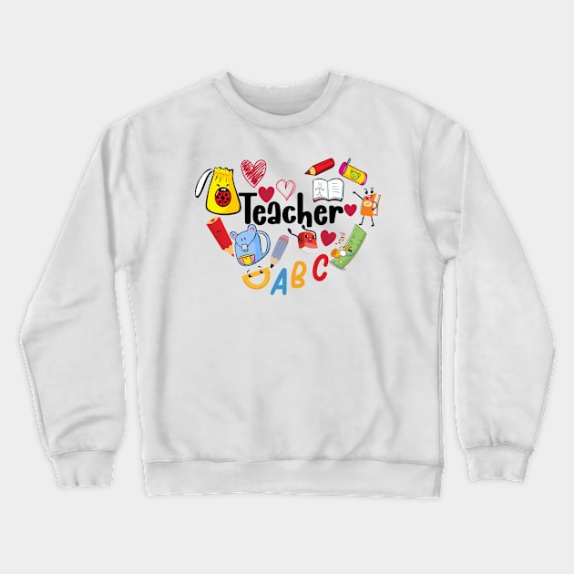 Teacher Heart Crewneck Sweatshirt by banayan